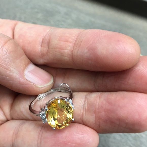 NEW Certified 5CT Natural Citrine S925 Silver Ring - Picture 11 of 17